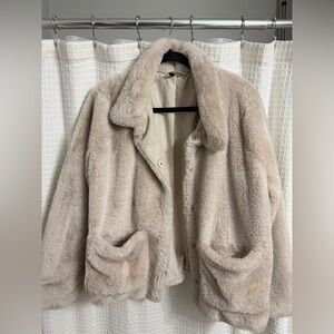 Women's Cream Faux Fur Jacket